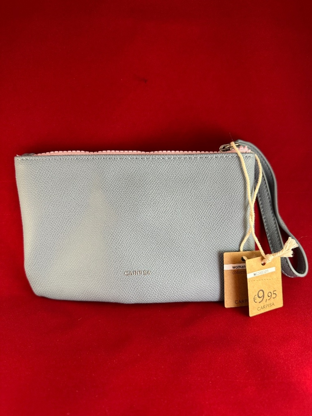 NWT Carpisa Silver Gray Love Vibes Wristlet Clutch Pouch